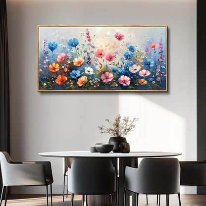 QIYILEXWART Large Wall Art For Living Room Canvas Wall Decor For Bedroom Watercolour Painting Office Decoration Colorful Flowers Wall Picture Artwork Ready To Hang Home Decor Wood Framed