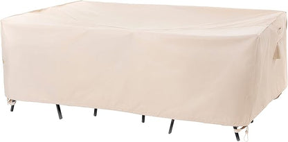 F&J Outdoors Patio Furniture Covers, Waterproof Anti-UV for Table and Chairs Set, Beige, 108"x82"