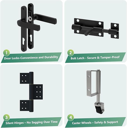 Mondaria Aluminum Privacy Fence Gate, 6ft(H) x 3ft(W) – Outdoor Privacy Fence Gate with Metal Frame and Knob Kits, Black (Without Post)