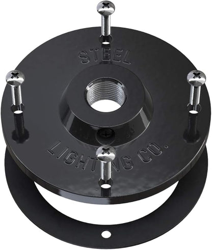 Steel Lighting Co. Topanga Barn Light | Outdoor Wall Mounted | Farmhouse Garage Light Made in America | 14 inch Dome | Upslope Gooseneck | Black Exterior/White Interior