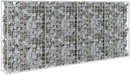 Galvanized Steel Gabion Wall with Covers, Gabion Mesh Wire Wall Panel Galvanized Steel Garden Stone Wire Basket Fencing Patio Decorative Fence, 78.7"x7.87"x33.5",-180