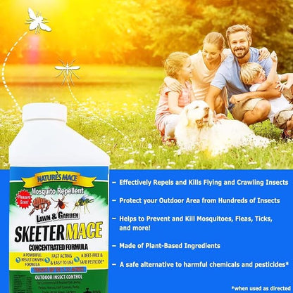 Nature’s MACE Skeeter Pest Repellent Spray - Safe for Pet and Plants, Outdoor Repellent Pest Control, Yard Protection Insect and Spider Barrier Treatment Essential Oil Formula Fresh Scent - 40oz
