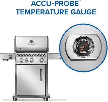 Napoleon Rogue PRO 425 Natural Gas Grill with Infrared Side Burner, Stainless Steel, Durable 4-Burner Gas BBQ