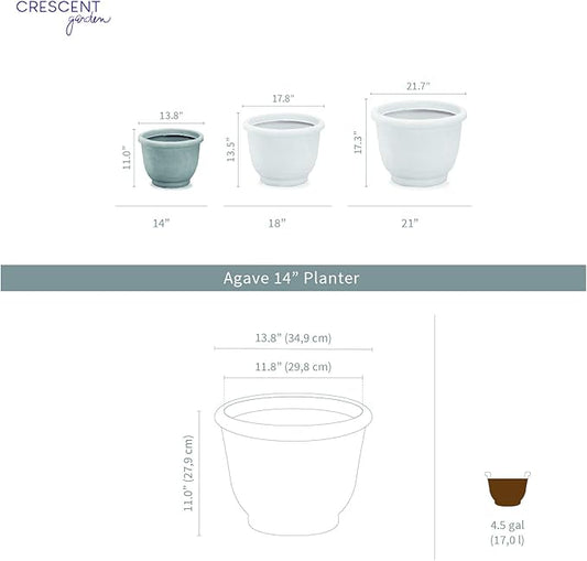 Crescent Garden Agave Planter, Classic Lightweight Resin Planter - UV-Resistant Flower Pots - Indoor & Outdoor Pot for Flowers, Houseplant, Herbs, 14" W x 11" H (Rust)