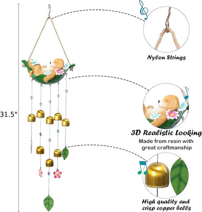 Taman Wind Chime - 29" Wind Bell for Outside Resin Dog Decorative Metal Bronze Mobile Wind Chime Memorial Sympathy Gift for Home, Outdoor, Yard, Patio,Garden Decor