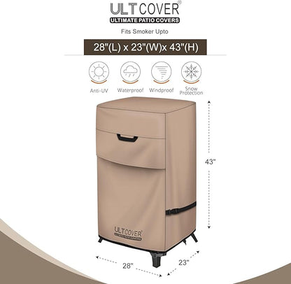 ULTCOVER Waterproof Vertical Electric Smoker Cover 40 inch for Most Square Gas Propane BBQ Smokers Size Upto 28W x 23D x 43H inch