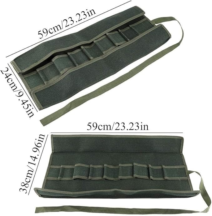 Tool Roll Up Pouch, Tool Rolls Bags Heavy Duty Canvas Roll-up Bonsai Tool Storage Bag with 10 Pockets for Garden Pockets Tool Roll Organizer