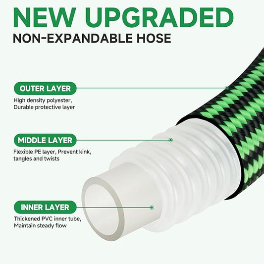 Garden Hose 75FT Non-Expandable Water Hose Flexible Kink-Free Lightweight Leak-Proof Sturdy Outdoor Hose Water Pipe for Garden Yard Lawn Camper 3/4 Inch Fittings