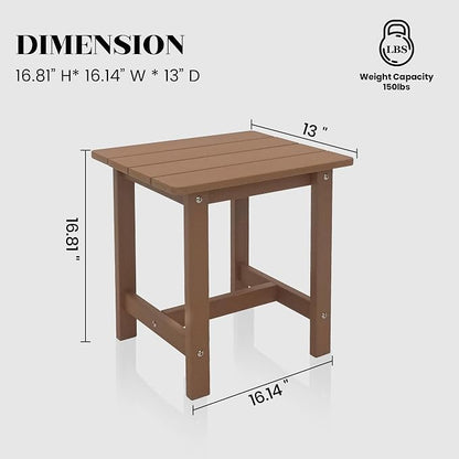 Meluvici Outdoor Side Table, Small Adirondack Side Table for Adirondack Chair - Indoor Outdoor End Table - HDPS (Teak)