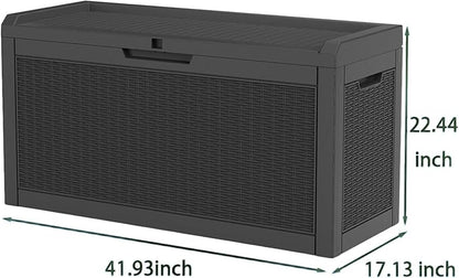 60 Gallon Deck Box, Waterproof Resin Outdoor Storage Box Lockable for Patio Furniture, Fade Resistant Patio Side Table & Organizer for Garden Tools, Pool Floats, Outdoor Cushions, Black