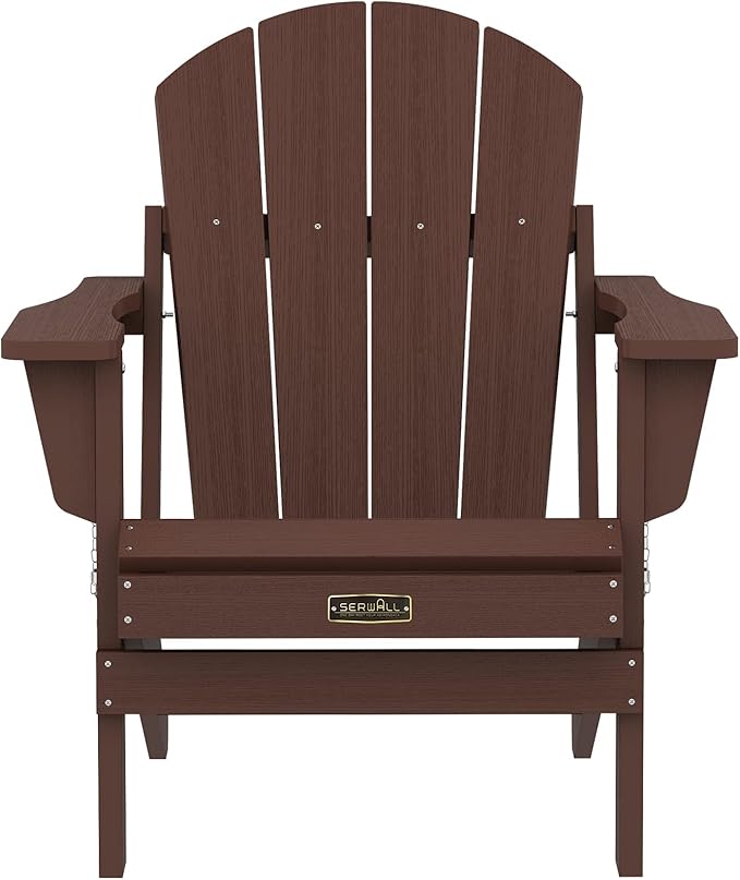 SERWALL Adirondack Chair Set of 6 for Patio Garden (Folding Coffee)
