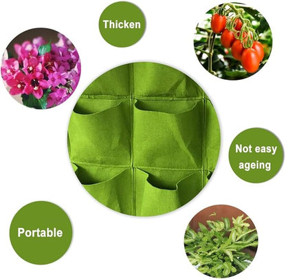 WFIST Vertical Hanging Planter Bag, Breathable Felt Wall Garden Planter with Metal Grommets, Indoor/Outdoor Space-Saving Herb & Flower Growing Pouch (6-Pocket)