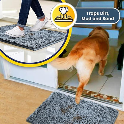 Muddy Mat® | Super Water Absorbent Door Mat Indoor, Microfiber Quick Dry Chenille Entryway Rug, Slip Resistant Front Door Mat, Indoor Mats for Entryway, Machine Washable Pet Rug, Baby Blue 24"X36"
