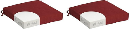 Arden Foam Outdoor Seat Cushions (2-Pack), 19 x 19, Premium High-Density Foam, Never Flattens, Weather-Proof for Outdoor Chairs Ruby Red Leala