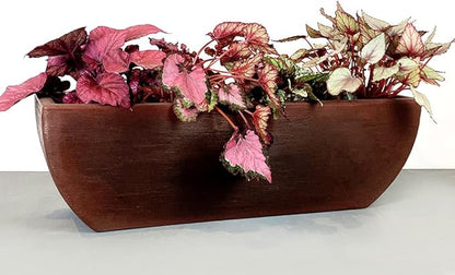 31.5" Wide Planter | Eco-Friendly Large Planter for Indoor or Outdoor Deck/Porch | Durable All-Weather Use Modern Pot for Shrubs, Flowers, Plants - Brown