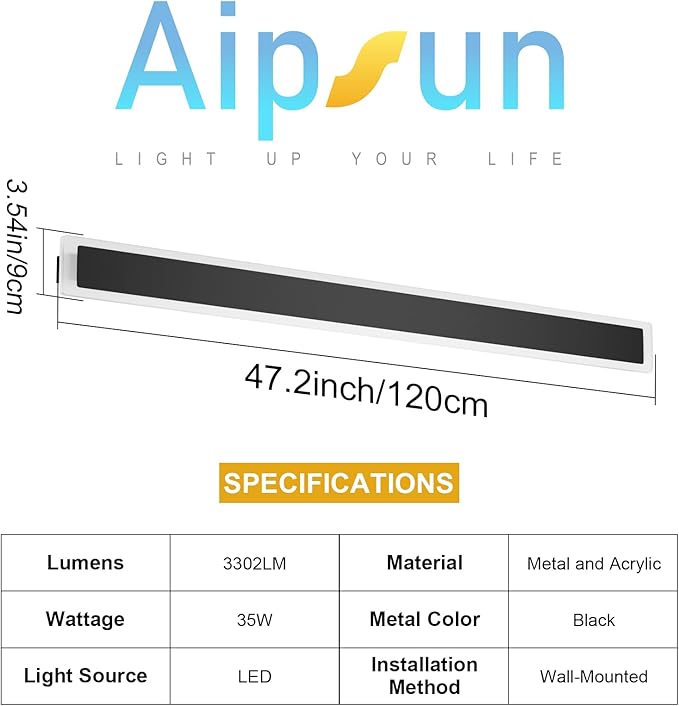Outdoor Lights 2 Pack,Modern Outdoor Wall Light Fixture Long Strip LED Wall Sconce IP65 Anti Rust Warm Light 3000K Exterior Wall Mount Lights for Entrance, Hallway, Garage, Porch