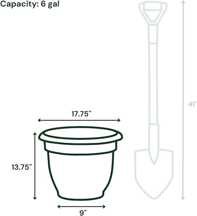 Bloem Ariana 16" Navy Round Self-Watering Resin Planter Pot - Rolled Rim Indoor and Outdoor Gardening Planter