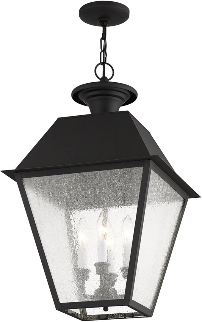 Livex Lighting 2174-04 Mansfield 4-Light Outdoor Hanging Lantern, Black