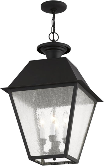 Livex Lighting 2174-04 Mansfield 4-Light Outdoor Hanging Lantern, Black