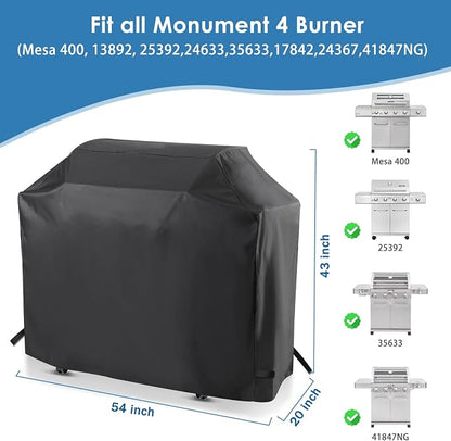 Grill Cover for Monument 4 Burner Grills, for Monument Mesa 400, 25392, 24633, 35633, 24367, 41847NG, 54 Inch Heavy Duty & Waterproof, Outdoor Barbecue Cover