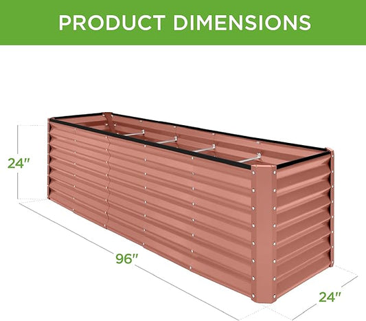 Best Choice Products 8x2x2ft Raised Outdoor Metal Garden Bed, Rectangular Planter Box for Herbs, Flowers, and Deep Root Vegetables w/ 240 Gallon Capacity - Terracotta