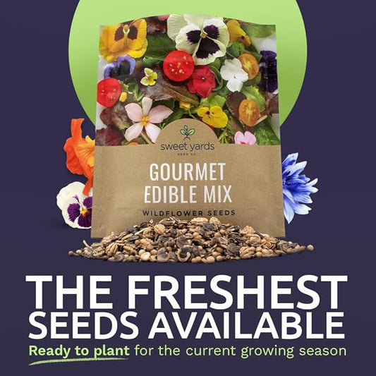Wildflower Seeds Edible Flowers Mix - 1 Ounce Over 7,000 Open Pollinated Annual and Perennial Seeds