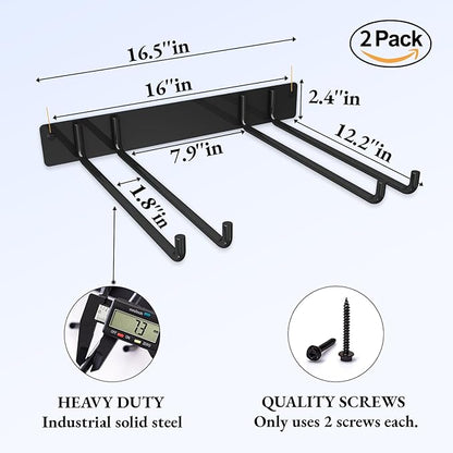 MOOMSINE Folding Chair Storage Rack for Garage, 2-Pack Heavy Duty Wall Mount Garden Tool Organizer, Utility Hooks for Lawn, Beach & Camping Chairs, Max Load 240 lbs