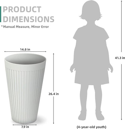 20" Resin Planters Large Matt Flower Pots Outdoor Set of 2 Indoor Pots for Plants with Handmade Fluted Texture Heavy-Duty Garden Pot with Drainage Hole for Patio, Porch or Living Room, White