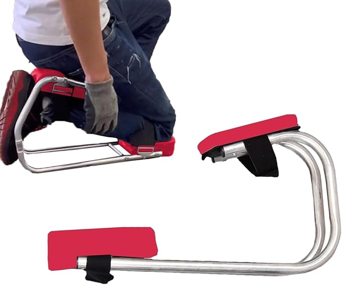 Knee Seat, Strap on Kneeling Device for Garden, Portable Stainless Steel Gardening Strap on Knee Seat, Knee Seat for Gardening Garden Farm Work Seniors Gardener (red)
