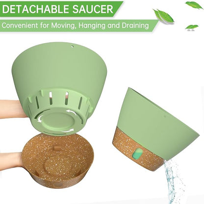 ZMTECH 2 Pack 10 Inch Hanging Planters for Indoor Plants, Modern Hanging Planter with Visible Water Level Window & Removable Tray, Green Plant Hanger Indoor for Home & Patio