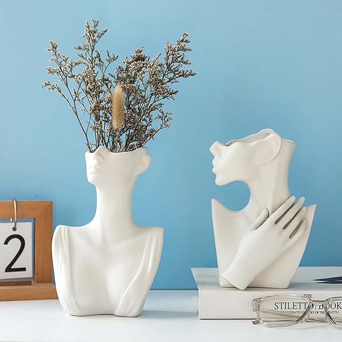 Grainrain Lady Silicone Planter Molds for Concrete Large Vase Mold Epoxy Resin Plaster Cement Clay Resin Craft Home Decor (CK001)