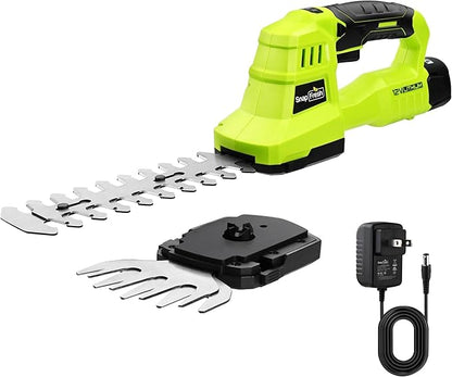 SnapFresh 12V Cordless Grass Shears & Hedge Trimmer, 2 in 1 Handheld Bush Trimmer & Grass Cutter with 2.0Ah Battery & Charger Included, Lightweight Electric Shrubbery Trimmer for Garden & Lawn