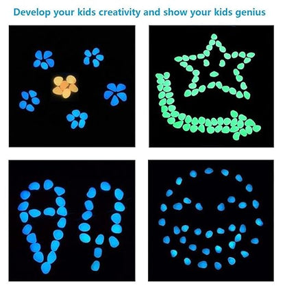 chic style 330pcs Glow in The Dark Pebbles Stone Garden Walkway Decor Outdoor Bulk Fish Tank Aquarium Glow Decorations Gravel Rocks (Blue Green Orange)
