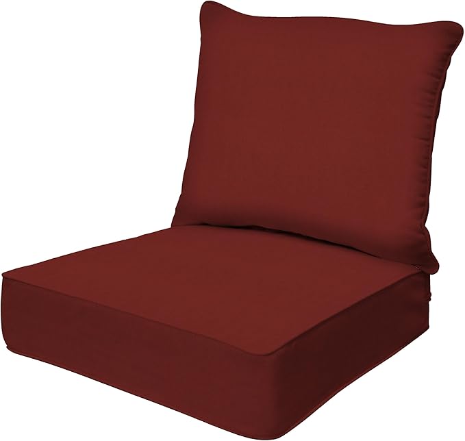 Honeycomb Outdoor Deep Seat, 24 x 23, Textured Solid Henna Chair Cushion for Patio Furniture