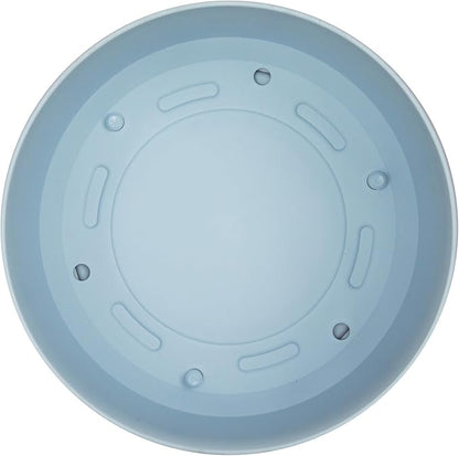 Bloem Mathers 12" Misty Blue Round Modern Resin Garden Planter Pot with Drainage Holes and Removable Saucer Tray Included