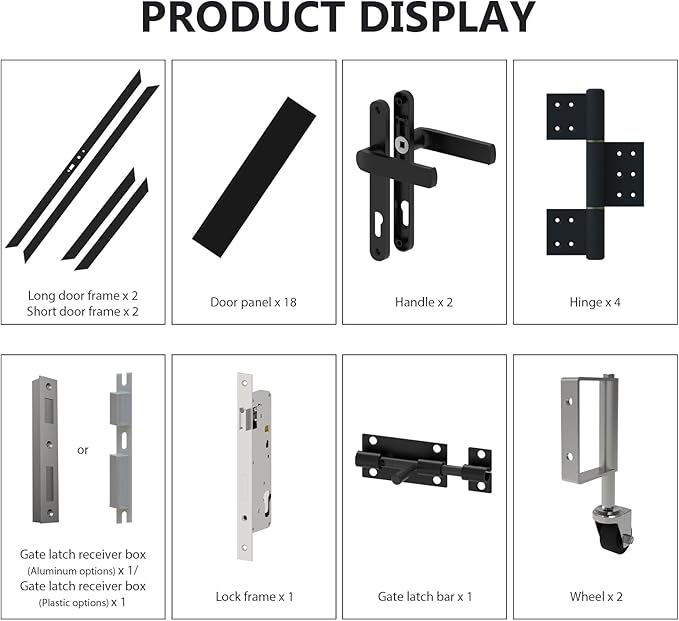 Wood Plastic Privacy Double Fence Gate 6ft(H) x 8ft(W), Metal Frame with Knob Kits, Durable Composite Outdoor Gate,Antique Wood