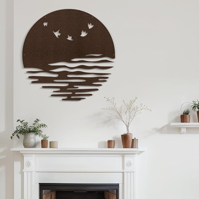 SIGNLEADER Metal Wall Art Decor Birds Minimalist Modern Abstract Wall Sculpture Hangings Home Decoration for Living Room, Bedroom, Bathroom, Kitchen, Outdoor - 18" Bronze