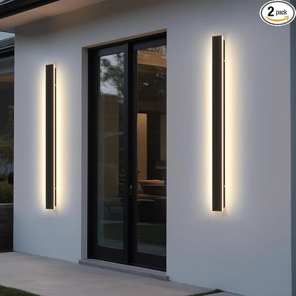 Modern Linear Outdoor Wall Light – 31.5" LED Dimmable IP65 Waterproof with Remote 3000K-6000K Long Wall Lights Fixture Porch Lights Exterior Lighting Fixture for Entrance, Hallway, Patio