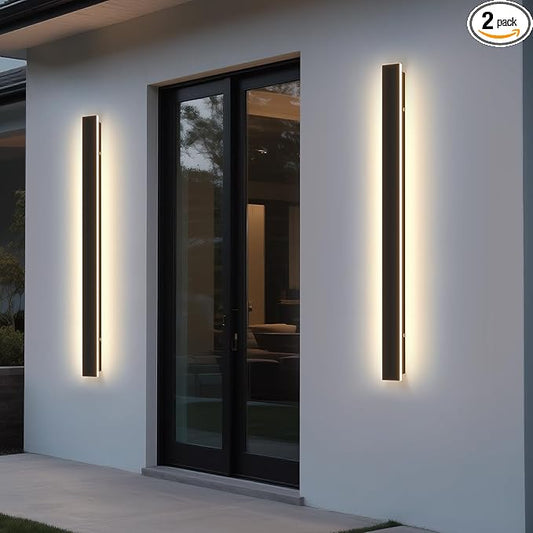 Modern Linear Outdoor Wall Light – 31.5" LED Dimmable IP65 Waterproof with Remote 3000K-6000K Long Wall Lights Fixture Porch Lights Exterior Lighting Fixture for Entrance, Hallway, Patio