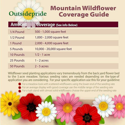 Outsidepride Mountain Wild Flower Seed Mix - 1 lb Premium Blend of Annual & Perennial Wildflower Seeds for High-Elevation in USDA Zones 3-8, Ideal for Mountain Gardens, Low-Maintenance & Easy to Grow