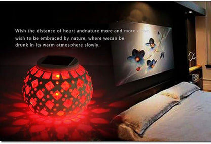 Waterproof Color Changing Table Lamp, Solar Powered Mosaic Glass Ball LED Garden Lawn Night Light Lamps, Party Lights for Home,Yard, Indoor,Outdoor Decoration Lights (Yellow Square)