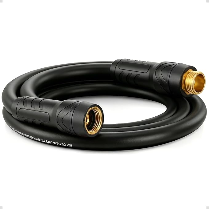 Short Garden Hose 6ft x 5/8", NON-EXPANDABLE Heavy Duty Premium Flexible Water Hose, No Kink, Leakproof, Lightweight Hybrid Hose with Male to Female Fittings for Household、Backyard