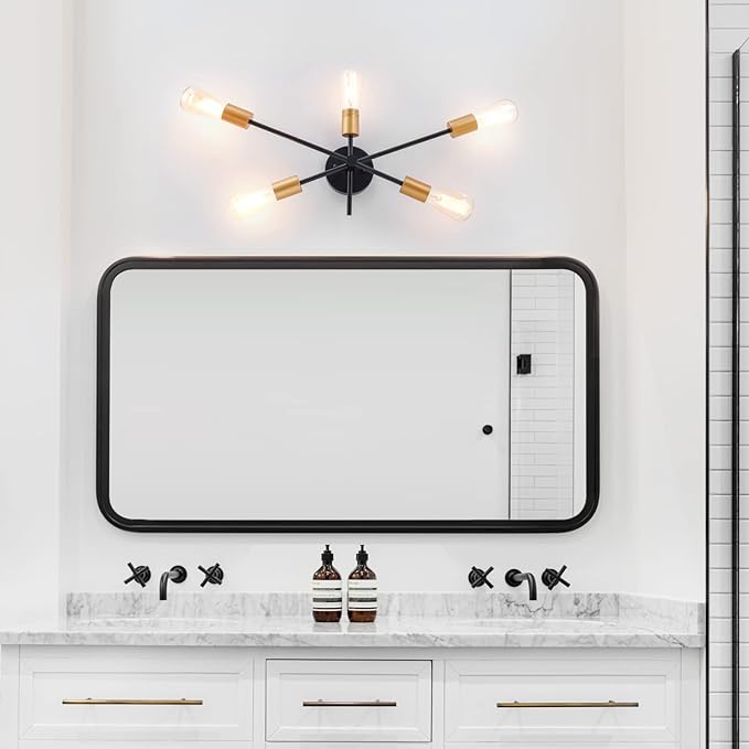 Modern Wall Sconce, Wall Lights for Living Room, Bath Light Wall Mount, Industrial Bathroom Vanity Light, 5-Light Sputnik Flush Mount Light Fixture for Entryway Bedroom Hallway