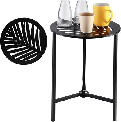 Party Zealot 1-Pack Small Round Metal Side Tables, 13-Inch Black Outdoor End Tables for Patio, Balcony, Porch or Garden – Weather-Resistant Corner Coffee Table for Small Spaces & Indoor Plant Stand