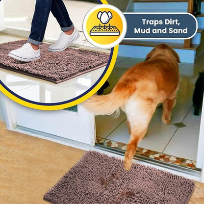 Muddy Mat® | Super Water Absorbent Door Mat Indoor, Microfiber Quick Dry Chenille Entryway Rug, Slip Resistant Front Door Mat, Indoor Mats for Entryway, Machine Washable Pet Rug, Blush Pink 2ft x 4ft