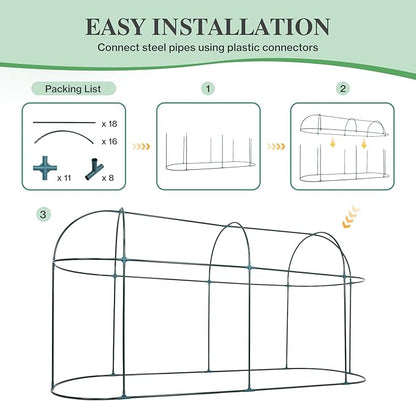 BPS Crop Cages for Garden Plant, 10x3x5 Ft Plant Netting Protection Tent with Zippered Door for Plants, Raised Garden Bed Cover with Frame for Vegetables, Fruits and Flowers