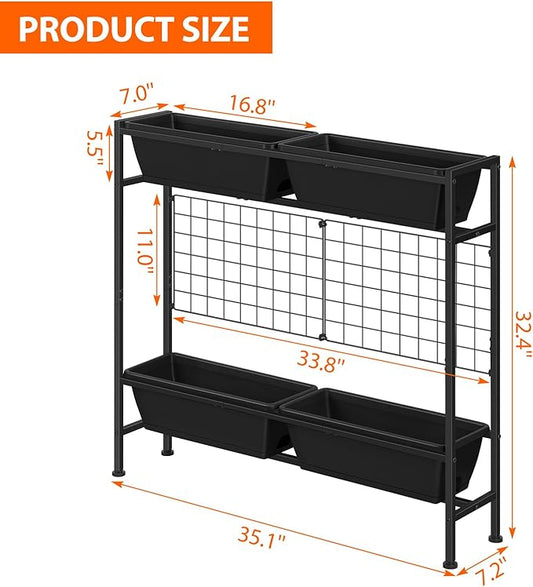 OYEAL Raised Garden Bed 32" Tall Elevated Planter Boxes with Trellis & Legs, Vertical Herb Garden Planter Outdoor for Gardening, Vegetables, Flowers, Herbs, Backyard, Black