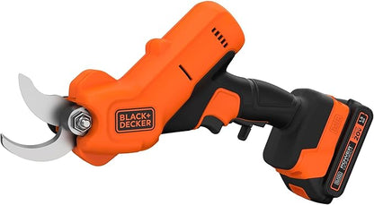 BLACK+DECKER 20V MAX* Cordless Pruner Electric Pruning Shears, Battery and Charger Included, 900 Cuts Per Charge, Electric Pruner, Tool Free Blade Change (BCPR320C1)