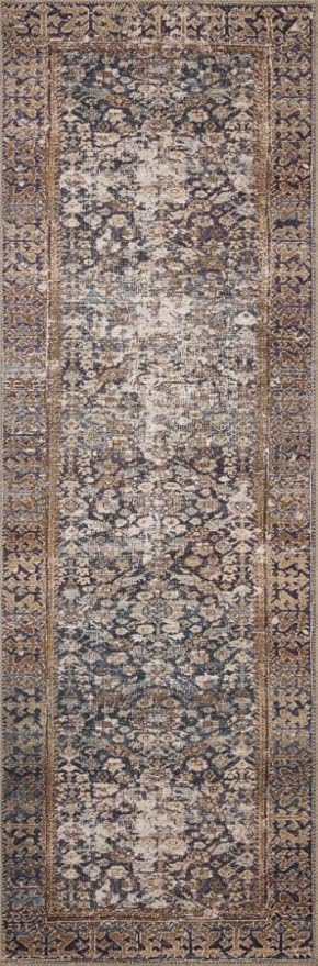 Loloi Amber Lewis Georgie Collection GER-05 Denim/Spice 3'-9" x 5'-6", .19" Pile Height, Accent Rug