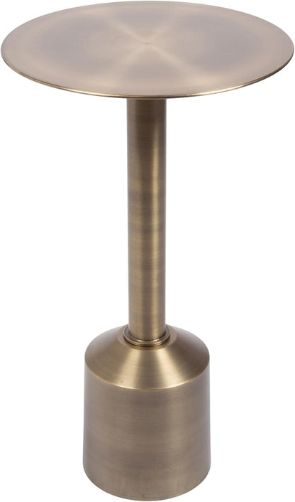 Kate and Laurel Cannings Modern Metal Round Side Table, 14 x 14 x 24, Antique Brass, Transitional Sculptural Indoor Plant Stand with Pedestal Base for Living Room End Table or Bedroom Nightstand